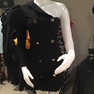 One Shoulder Puffed Sleeve Blazer Dress